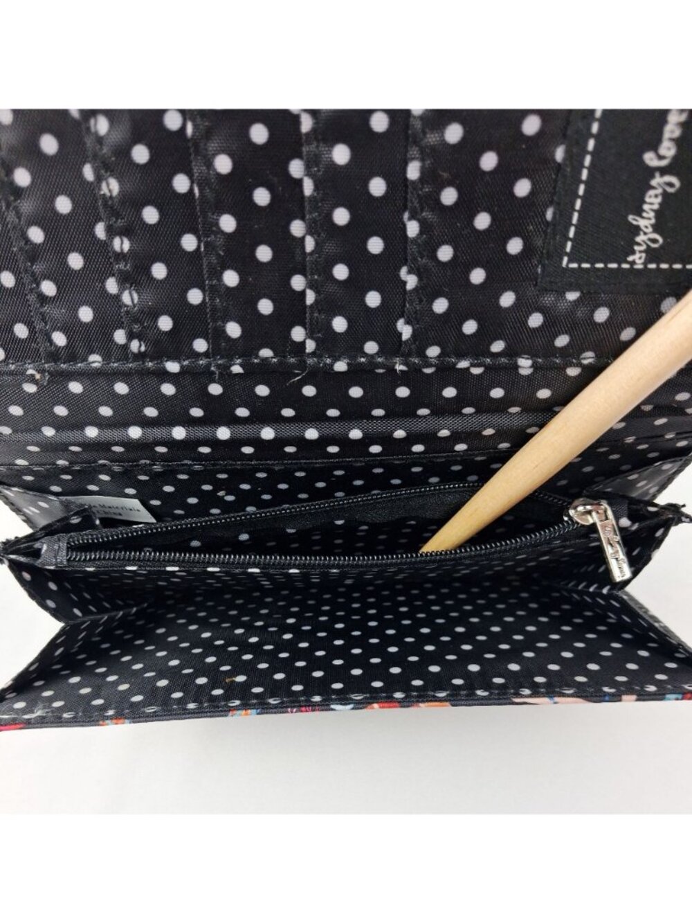VTG Sydney Love Womens Black Multi-Color Wallet Fashion Graphics & Polka Dot Int - Picture 6 of 11